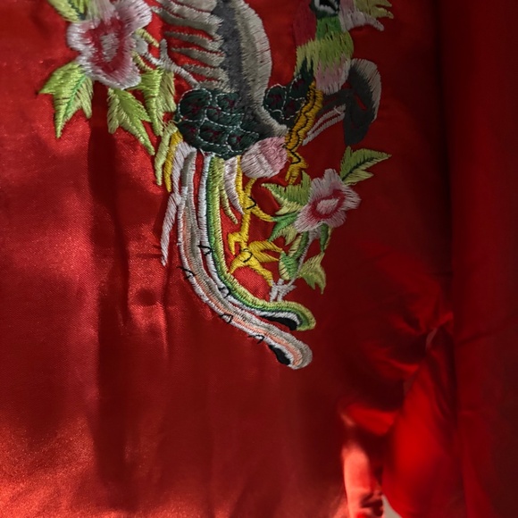 NWT Da Shang Hai Blue/Red/Gold Reversible Belted Collared Pockets Kimono Size M - Picture 13 of 16